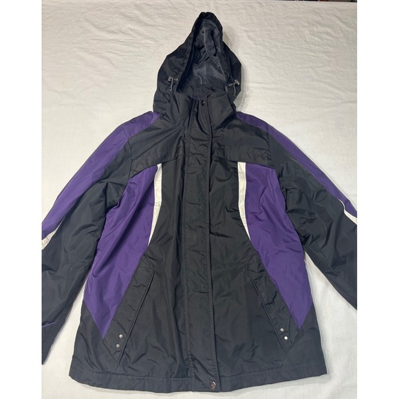 St. John's Bay Jackets & Blazers - St Johns Bay 3-in-1 Systems Jacket Womens Small Black Purple Hooded Puffer Liner